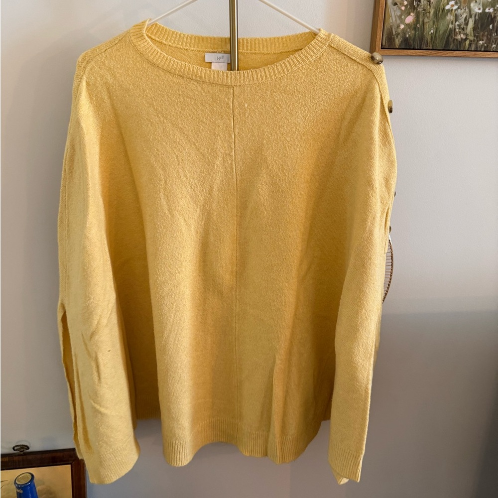 J. Jill Pale Yellow Knit Top with Shoulder Buttons